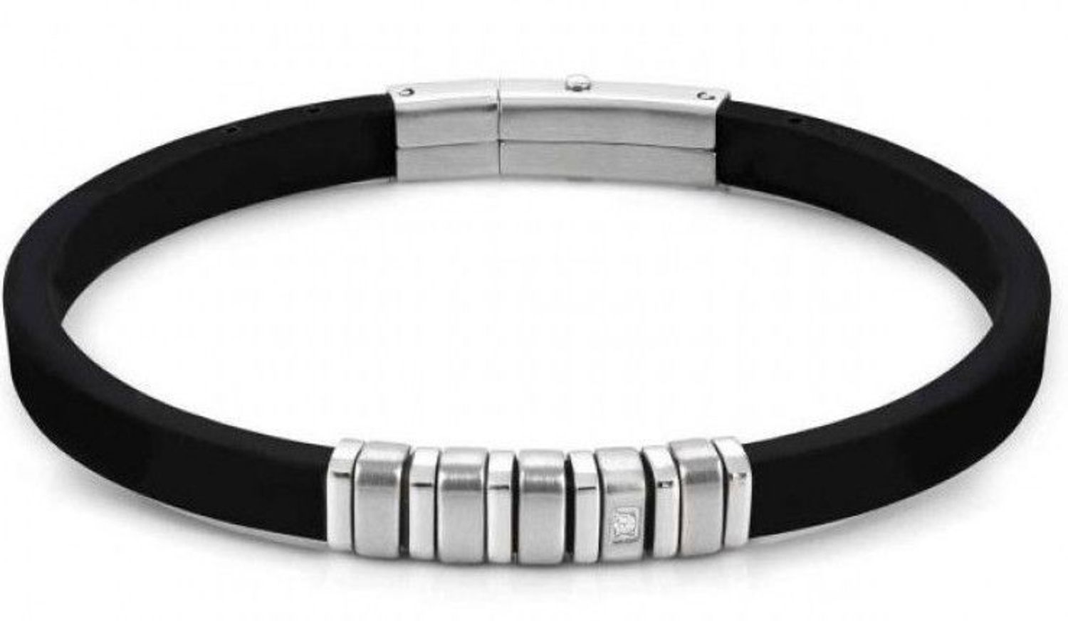 Bransoletka męska Nomination kauczuk z biała cyrkonią z kolekcji CIty 028804 001. Bransoletka w kolorze czarnym wykonana z kauczuku i stali szlachetnej 316L (2).jpg